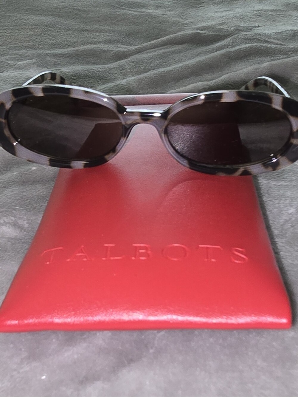 Talbots Tortoiseshell Oval Sunglasses with Dark Lenses